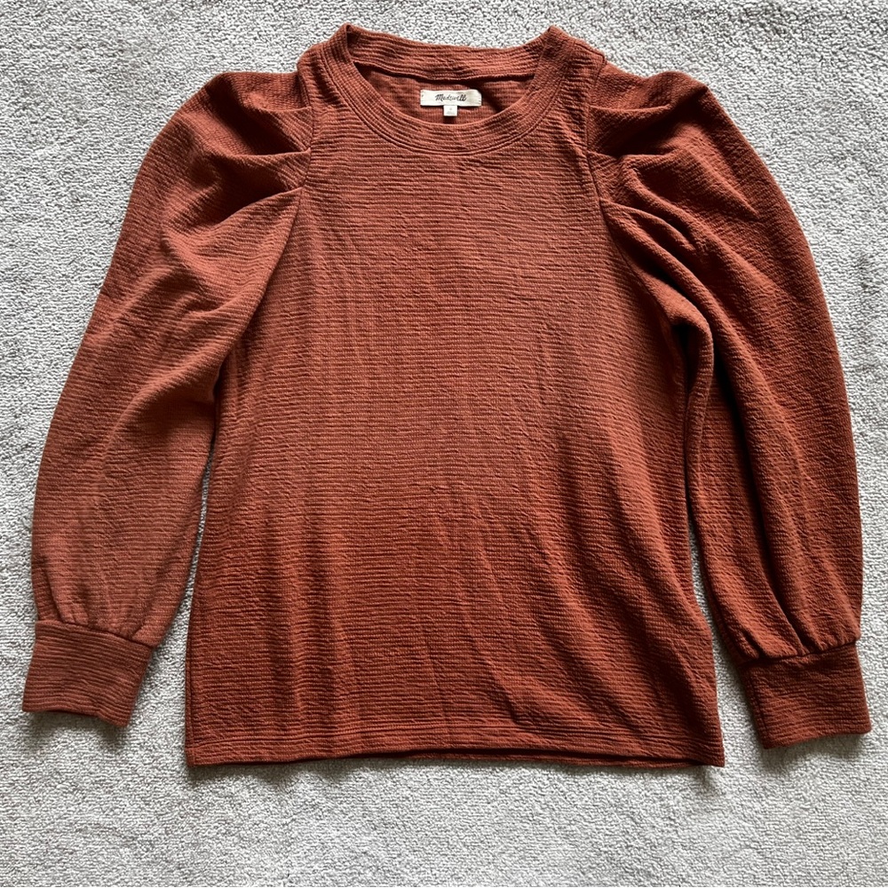 MADEWELL Pleated Statement-Sleeve Top Size Small Trendy Feminine Pretty - Picture 8 of 8